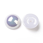 ABS Plastic Imitation Pearl Beads, AB Color Plated, Half Round, White, 10x4.5mm, Hole: 1.4mm(FIND-A013-11C)