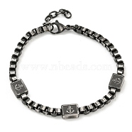 304 Stainless Steel Enamel Box Chain Anchor Link Bracelets for Women, Gunmetal, 7-5/8 inch(19.3cm)(BJEW-G717-15B)