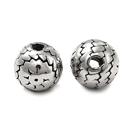304 Stainless Steel Beads, Rondelle with Sun, Antique Silver, 8x8mm, Hole: 1.5mm(STAS-B035-11AS)
