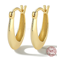 925 Sterling Silver Hoop Earrings, Oval, Real 18K Gold Plated, 18x15mm(WZ0712-2)
