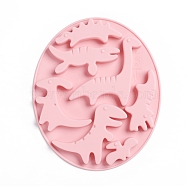 Food Grade Silicone Molds, Fondant Molds, Baking Molds, Chocolate, Candy, Biscuits, UV Resin & Epoxy Resin Jewelry Making, Dinosaur, Pink, 165x140x13.5mm, Inner Size: 20~65x37~63mm(DIY-G022-08)