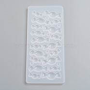 Silicone Molds, Resin Casting Molds, For UV Resin, Epoxy Resin Jewelry Making, Candy, White, 175x75x5mm, Star: 3x3mm, Candy: 8x22mm and 16x36mm(DIY-G017-B01)