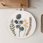 DIY Embroidery Sets, Including Imitation Bamboo Embroidery Frame, Iron Pins, Embroidered Cloth, Cotton Colorful Embroidery Threads, Flower Pattern, 30x30x0.05cm(DIY-P021-C02)