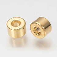 Brass Beads, Real 18K Gold Plated, Column, 6x4mm, Hole: 2.5mm(KK-Q735-276G)