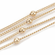 3.28 Feet Soldered Brass Curb Chains, Twist Chains, Round Beads, Real 18K Gold Plated, 2.5x1.1x0.3mm(X-CHC-S003-05G)