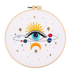 DIY Eye Pattern Embroidery Kits, Included Needle, Threads, Fabric, Needle, Gourd Threader, without Embroidery Hoop, White, 45~292x1~303x0.1~3mm(DIY-E063-02B)