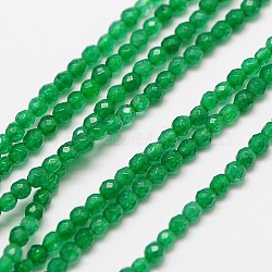 Natural Green Onyx Agate Beads Strands, Faceted Round, Dyed & Heated, Medium Sea Green, 3mm, Hole: 0.8mm, about 131pcs/strand, 15.5 inch(X-G-A129-3mm-A04)