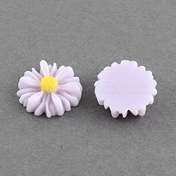 Flatback Hair & Costume Accessories Ornaments Resin Flower Daisy Cabochons, Lilac, 13x4mm(CRES-Q101-03)