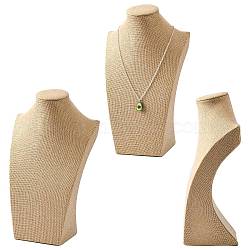 Wooden Covered with Imitation Burlap Necklace Displays, Wheat, 30x19x11.1cm(NDIS-K001-B16)