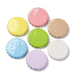 Baking Painted Opaque Acrylic Beads, Biscuits, Mixed Color, 30.5~31.5x5.5mm, Hole: 2.8mm(MACR-F080-15)