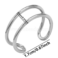 Stainless Steel Cuff Rings for Women, Double Layered Design Rings, Stainless Steel Color, 8mm, Inner Diameter: 17mm(AY9987-1)