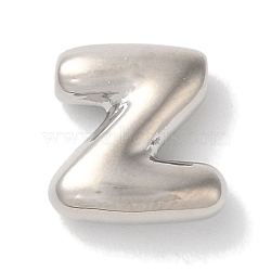 Brass Pendants, Long-Lasting Plated, Platinum, Letter Z, 10x9.5x3.5mm, Hole: 1.4mm(KK-S391-02P-Z)