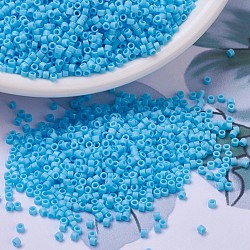 MIYUKI Delica Beads Small, Cylinder, Japanese Seed Beads, 15/0, (DBS0879) Matte Opaque Turquoise Blue AB, 1.1x1.3mm, Hole: 0.7mm, about 175000pcs/bag, 50g/bag(SEED-X0054-DBS0879)