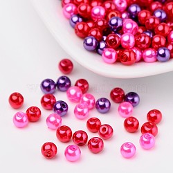 Valentine's Mix Glass Pearl Beads Sets, Pearlized, Mixed Color, 4mm, Hole: 1mm, about 400pcs/bag(HY-X006-4mm-10)