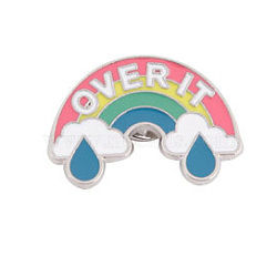 Word Over It Enamel Pin, Rainbow with Cloud Alloy Badge for Backpack Clothes, Platinum, Colorful, 18.7x28.5mm(GUQI-PW0001-032P)