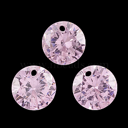 Cubic Zirconia Charms, Faceted, Flat Round, Pearl Pink, 6x3.5mm, Hole: 0.8mm(ZIRC-N033-B-08)