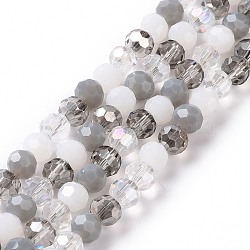 Glass Beads Strands, Faceted(32 Facets), Round, Gray, 5.5mm, Hole: 1mm, about 95pcs/strand, 20.47''(52cm)(X-GLAA-E036-09D)