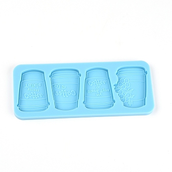 Coffee Cup DIY Food Grade Silicone Molds, Resin Casting Molds, For UV Resin, Epoxy Resin Craft Making, Rectangle, Sky Blue, 76x182x8mm, Inner Diameter: 60.5x42.5mm