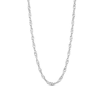 SHEGRACE Rhodium Plated 925 Sterling Silver Chain Necklaces, with S925 Stamp, Platinum, 17.7 inch(45cm)0.8mm