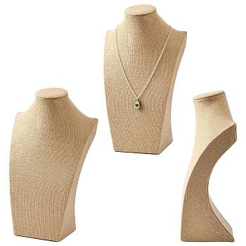 Wooden Covered with Imitation Burlap Necklace Displays, Wheat, 30x19x11.1cm