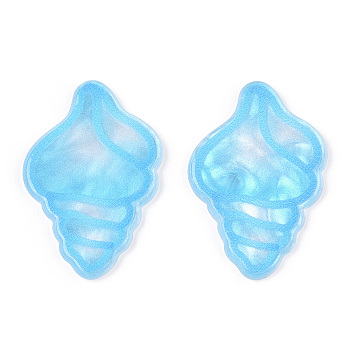 Acrylic Plastic Cabochns, Light Sky Blue, Shell Shape, 17x26x2mm