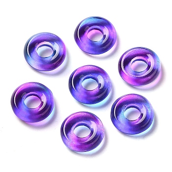 Transparent Glass European Beads, Large Hole, Flat Round, Blue Violet, 12x4mm, Hole: 5mm