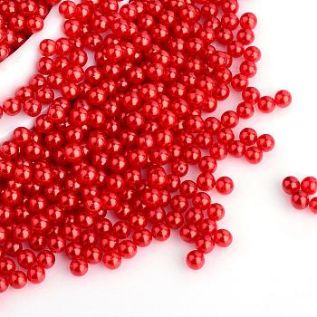 Imitation Pearl Acrylic Beads, No Hole, Round, Red, 1.5~2mm, about 10000pcs/bag