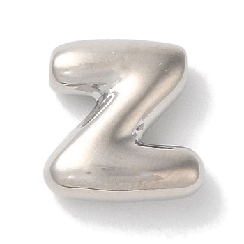 Brass Pendants, Long-Lasting Plated, Platinum, Letter Z, 10x9.5x3.5mm, Hole: 1.4mm