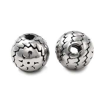 304 Stainless Steel Beads, Rondelle with Sun, Antique Silver, 8x8mm, Hole: 1.5mm