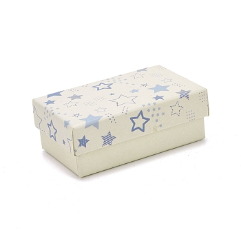 Cardboard Jewelry Box, with Black Sponge Mat, for Jewelry Gift Package, Rectangle with Star Pattern, Beige, 8.1x5.1x3.1cm