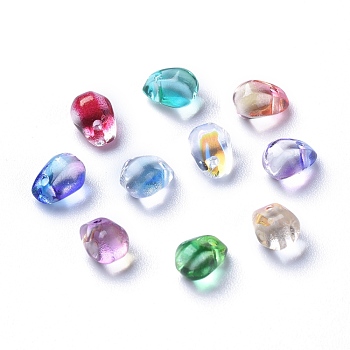 Transparent Glass Charms, Dyed & Heated, Faceted, Teardrop, Mixed Color, 6x5.5x6.5mm, Hole: 0.8mm