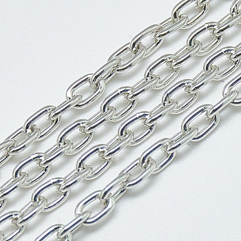 Aluminum Cable Chains, Unwelded, Oval, Silver, 4.6x3.1x0.8mm