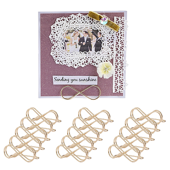 Steel Memo Holder Clips, Infinity Message Photo Holders, Light Gold, 67.5x24x35mm