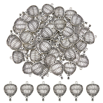 60Pcs Alloy Pendants, Hot Air Balloon Charm, Antique Silver, 24x16.5x1.3mm, Hole: 1.6mm