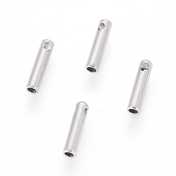 Tarnish Resistant 304 Stainless Steel Cord Ends, End Caps, Column, Stainless Steel Color, 7x1.6mm, Hole: 0.6mm, Inner Diameter: 1mm