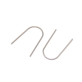316 Surgical Stainless Steel  Earring Hooks, U-shaped Ear Wire, Stainless Steel Color, 19.5~20x12.5~13.5mm, Pin: 0.7mm