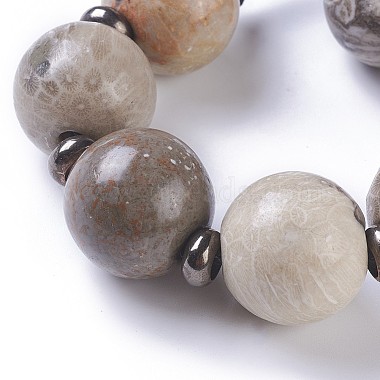 Natural Fossil Coral Beads Strands(G-F620-03-25mm)-2