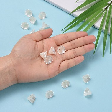 Multi-Petal Flower ABS Plastic Imitation Pearl Bead Caps(OACR-R016-25)-5