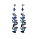 Natural Gemstone Chips & Lampwork Evil Eye Cluster Dangle Stud Earrings(EJEW-JE05040)-3