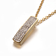 Rectangle Golden Tone 304 Stainless Steel Polymer Clay Rhinestone Pendant Necklaces(SJEW-F116-07A)-2