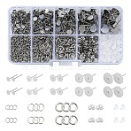 DIY 304 Stainless Steel Stud Earring Making Kits, Stainless Steel Color, 4~12x4~10x0.6~3mm, Hole: 0.8~5mm(DIY-YW0010-50)