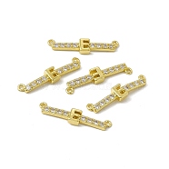 Rack Plating Brass Micro Pave Clear Cubic Zirconia Connector Charms, Real 18K Gold Plated, Long-Lasting Plated, Cadmium Free & Nickel Free & Lead Free, Letter Links, Letter.E, 6x26x3mm, Hole: 1.2mm(KK-C007-37G-E)