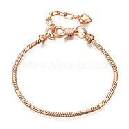 Brass European Style Bracelet Making, with Iron Extender Chain, Light Gold, 7-5/8 inch(195mm)x2.5mm(X-MAK-R011-03KCG)