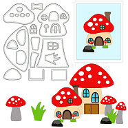 Mushroom Theme Carbon Steel Cutting Dies Stencils, for DIY Scrapbooking, Photo Album, Decorative Embossing Paper Card, Stainless Steel Color, House, 131x112x0.8mm(DIY-WH0309-1601)