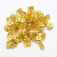 Brass Ear Nuts, Friction Earring Backs for Stud Earrings, Cadmium Free & Nickel Free & Lead Free, Golden, 6x4x3mm, Hole: 1mm(KK-M163-06G-NR)