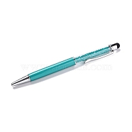 Silicone & Plastic Touch Screen Pen, Aluminum Ball Pen, with Transparent Resin Diamond Shape Beads, Dark Turquoise, 146x13x10mm(AJEW-B012-01I)