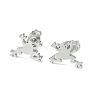 Cute Little Animal Theme 304 Stainless Steel Stud Earrings, Frog, 8.5x10mm(EJEW-B041-02H-P)