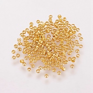 Brass Crimp Beads, Nickel Free, Rondelle, Cadmium Free & Nickel Free & Lead Free, Golden, 2x1.2mm(X-E002-G-NR)