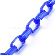 Handmade Acrylic Cable Chains, Imitation Gemstone Style, Flat Oval, Blue, Links: 18.5x11.5x4.5mm, about 39.37 inch(1m)/strand(AJEW-JB00535-02)