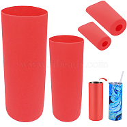 2Pcs 2 Style Silicone Cup Sleeve, Sublimation Tumblers, Insulated Reusable Cup Sleeves, Column, Red, 80~82x205~235mm, Inner Diameter: 75~79mm, 1pc/style(AJEW-GF0005-23B)